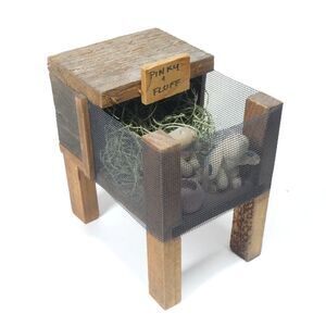 Wooden Bunny Rabbit Hutch Doll Sized Vintage Handmade